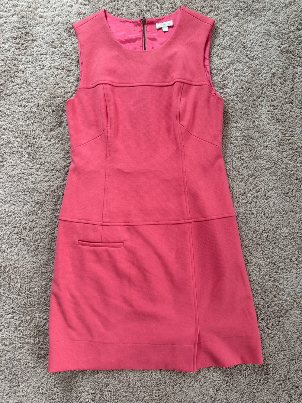 Shoshanna Pink Sleeveless V-Neck Sheath Knee Length Zip Dress Solid Size 4